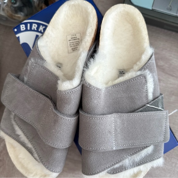 Birkenstock Kyoto Gray Shearling Sandals - Picture 3 of 5